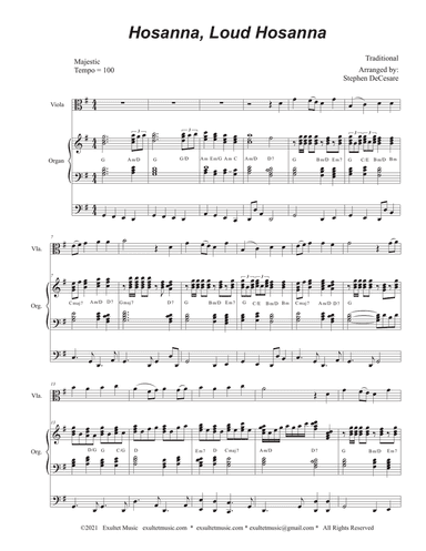 Hosanna, Loud Hosanna (Viola solo - Organ accompaniment)