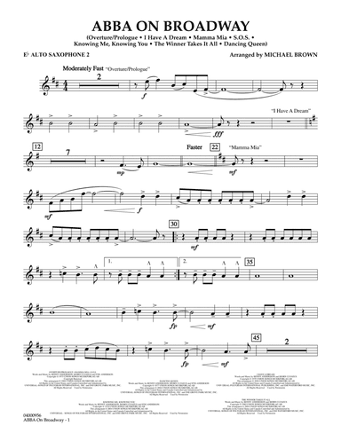 ABBA on Broadway (arr. Michael Brown) - Eb Alto Saxophone 2