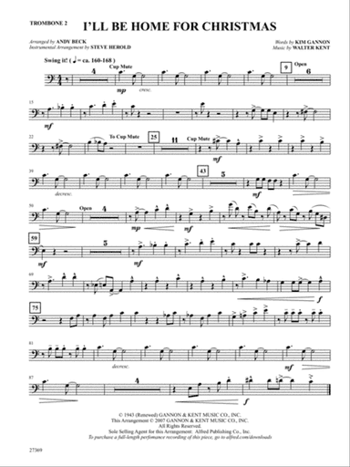 I'll Be Home for Christmas: 2nd Trombone
