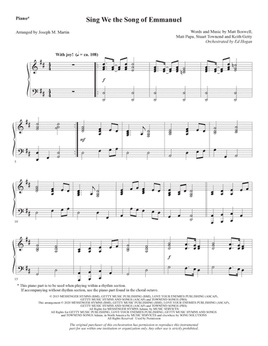 Sing We the Song of Emmanuel (arr. Joseph M. Martin) - Piano