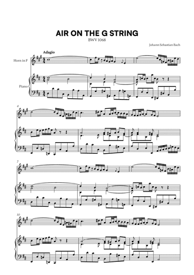 Johann Sebastian Bach - Air on the G String (for French Horn and Piano)