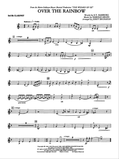 Over the Rainbow: 3rd B-flat Clarinet