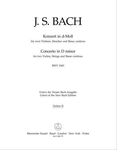 Concerto for two Violins, Strings and Basso continuo in D minor, BWV 1043