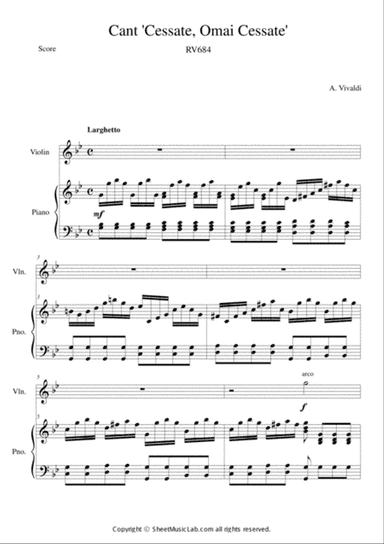Cantate "Cessate, Omai Cessate" RV 684