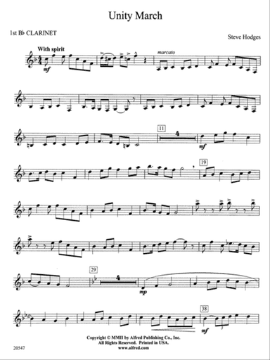 Unity March: 1st B-flat Clarinet