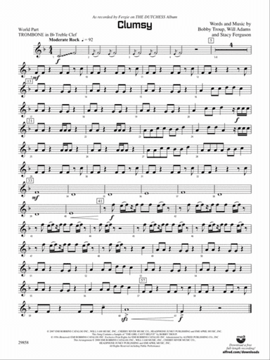 Clumsy (as recorded by Fergie on the album The Dutchess): (wp) 1st B-flat Trombone T.C.