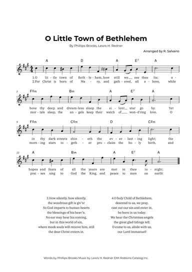 O Little Town of Bethlehem (Key of A Major)