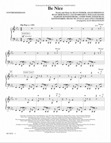 Be Nice (feat. Snoop Dogg) (arr. Alan Billingsley) - Synthesizer & Bass