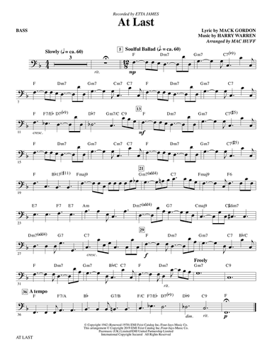 At Last (arr. Mac Huff) - Bass