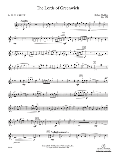 The Lords of Greenwich: 1st B-flat Clarinet