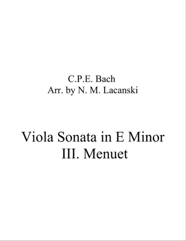 Sonata in E Minor for Viola and String Quartet III. Menuet