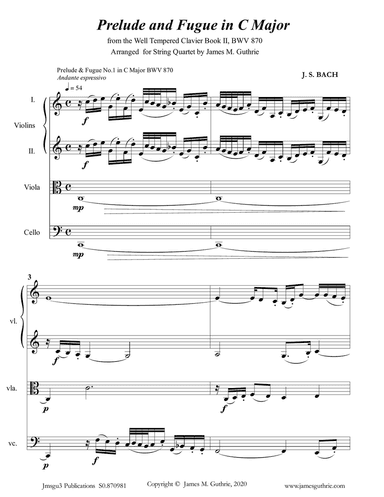 BACH: The Well-Tempered Clavier, Book II Complete for String Quartet