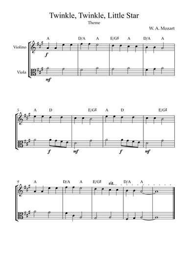 Twinkle, Twinkle, Little Star | For Violin & Viola (With Chords)