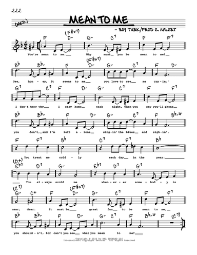 Mean To Me (arr. Robert Rawlins)