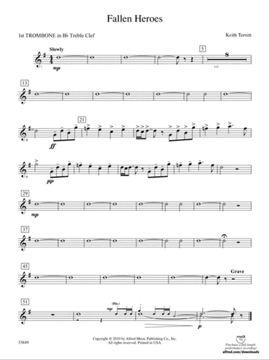 Fallen Heroes: (wp) 1st B-flat Trombone T.C.