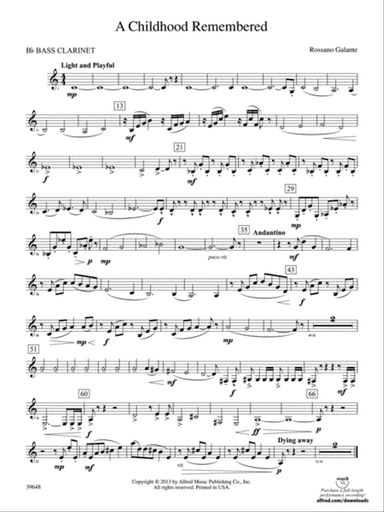 A Childhood Remembered: B-flat Bass Clarinet