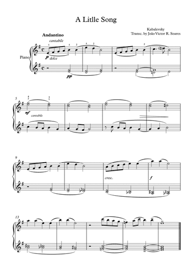 A Litlle Song - Kabalevsky for Piano
