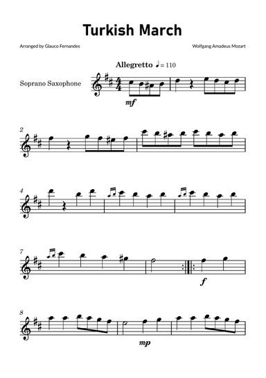 Turkish March by Mozart - Soprano Saxophone Solo