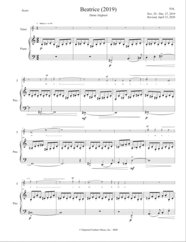 Beatrice (2019) piano-vocal score