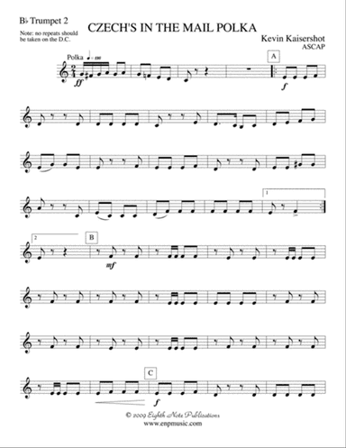 Czech's in the Mail Polka: 2nd B-flat Trumpet