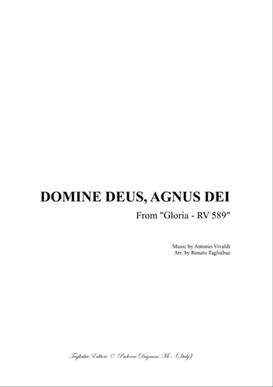 DOMINE DEUS, AGNUS DEI - Vivaldi - From "Gloria" RV 589 - For Alto, SATB Choir and Piano/Organ