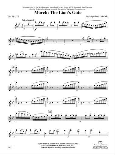 March: The Lion's Gate (Movement 1 from Sea to Sky): 2nd Flute