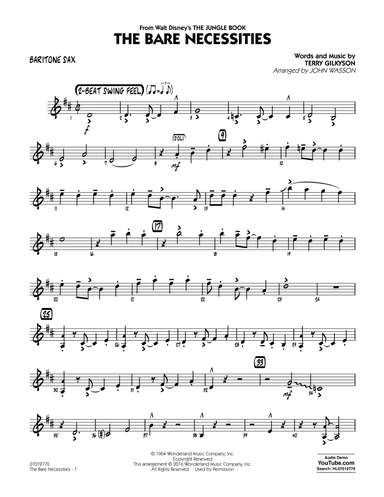 The Bare Necessities (from The Jungle Book) - Baritone Sax