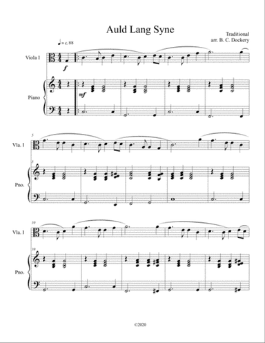 Auld Lang Syne (viola solo) with optional piano accompaniment