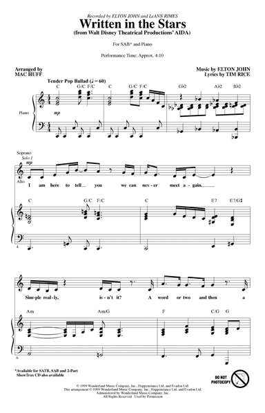 Written In The Stars (from Aida) (arr. Mac Huff)