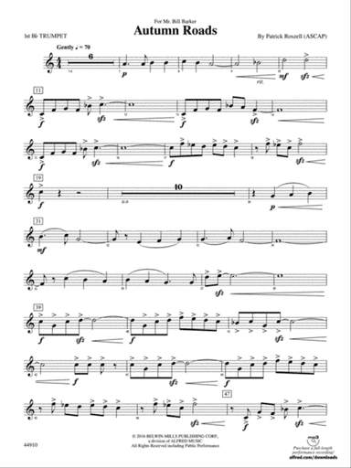 Autumn Roads: 1st B-flat Trumpet
