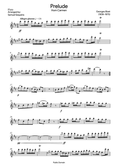 Prelude (from Carmen) - for Flute - with play along