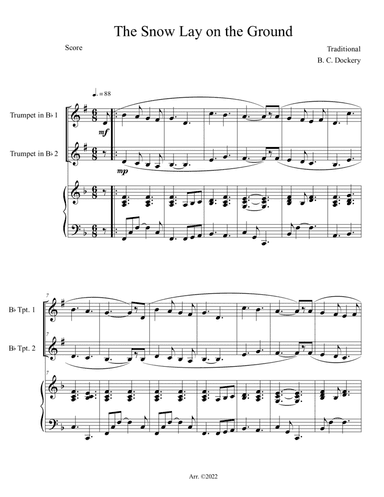 The Snow Lay on the Ground (Trumpet Duet with Piano Accompaniment)