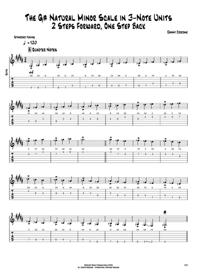 The G# Natural Minor Scale in 3-Note Units (2 Steps Forward, One Step Back)