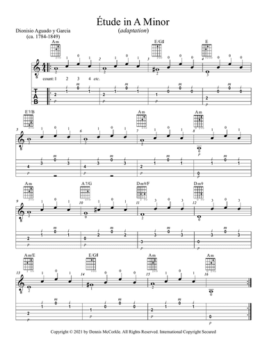 Étude in A Minor by Dionisio Aguado y Garcia (adaptation)