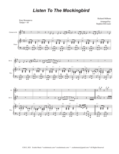 Listen To The Mockingbird (Bb-Clarinet solo and Piano)