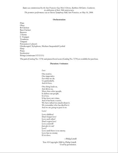 Love (Downloadable Orchestral Score)
