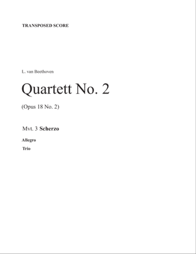 Beethoven No. 2, Opus 18 (Mvt 3) (sax. 8) (score & parts)
