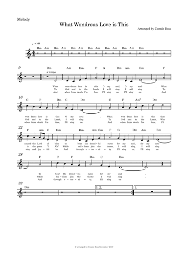 What Wondrous Love is This - melody and guitar chords