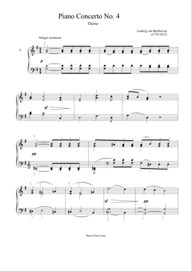 Beethoven - Theme from piano concerto No.4 (Easy piano arrangement)