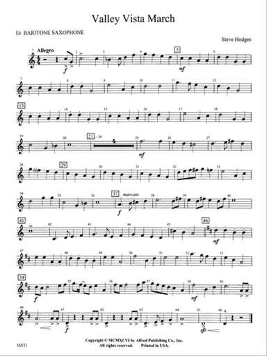 Valley Vista March: E-flat Baritone Saxophone