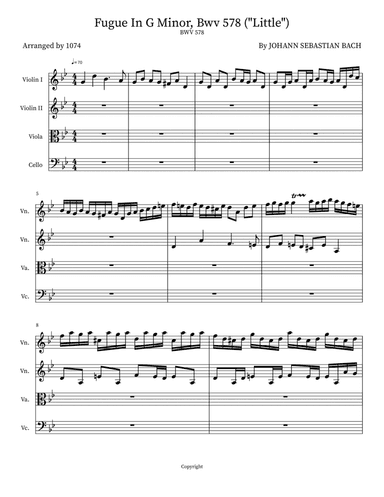 Fugue In G Minor, Bwv 578 ("Little")