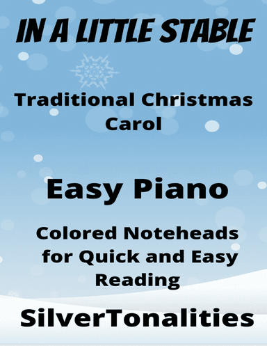 In a Little Stable Easiest Piano Sheet Music with Colored Notation
