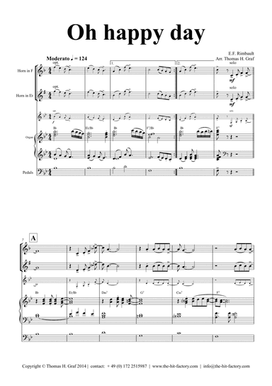 Oh happy day - Key: Bb - Gospel - Organ and Horn