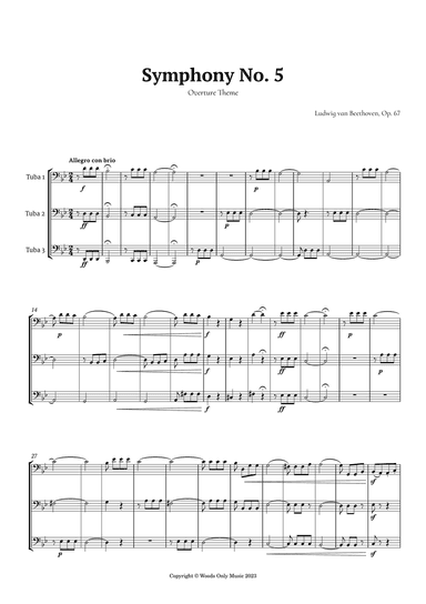 Symphony No. 5 by Beethoven for Tuba Trio