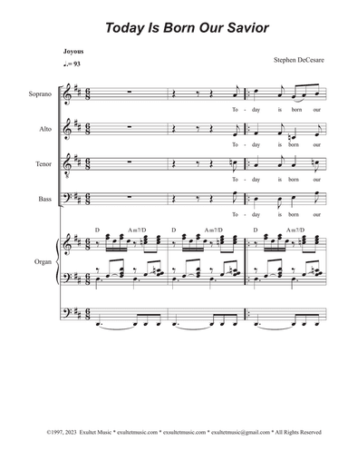 Today Is Born Our Savior (Vocal Quartet - (SATB)