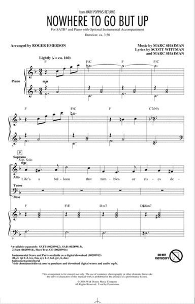 Nowhere To Go But Up (from Mary Poppins Returns) (arr. Roger Emerson)