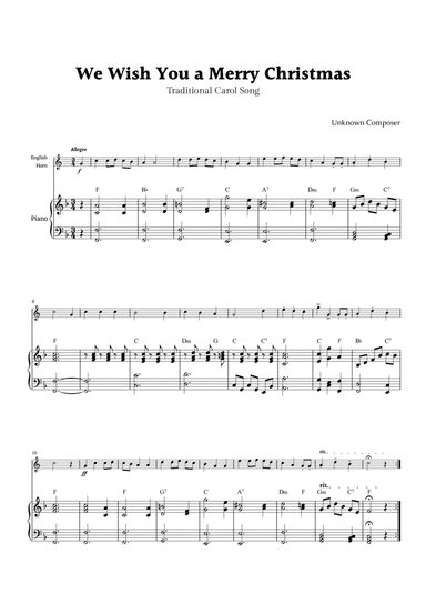 We Wish you a Merry Christmas for English Horn and Piano