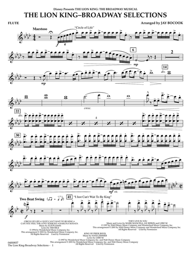 The Lion King: Broadway Selections - Flute