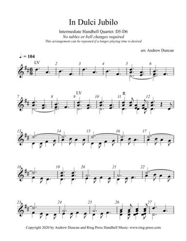 In Dulci Jubilo - Good Christian Men Rejoice - Handbell Quartet