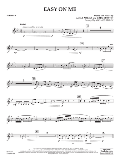 Easy on Me (arr. Michael Brown) - F Horn 1